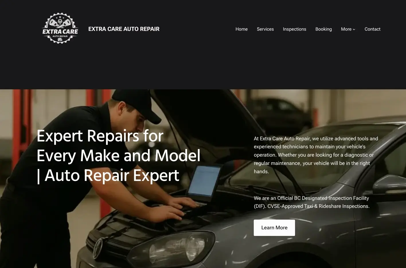 Redesigned Extra Care Auto Repairs website
